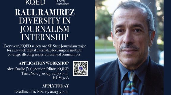 Flyer including description of application process for Raul Ramirez internship